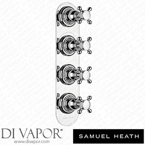 Samuel Heath V206-T2X-CP Trim Set for V606-Is Thermostatic Valve - 3 Separate Flow Controls with 4Th Open Outlet Spare Parts