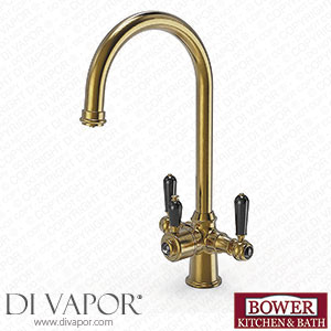 Bower VENCRBLBRA 3-in-1 Instant Boiling Water Tap - Black Levers Traditional Cruciform Brushed Brass Spare Parts