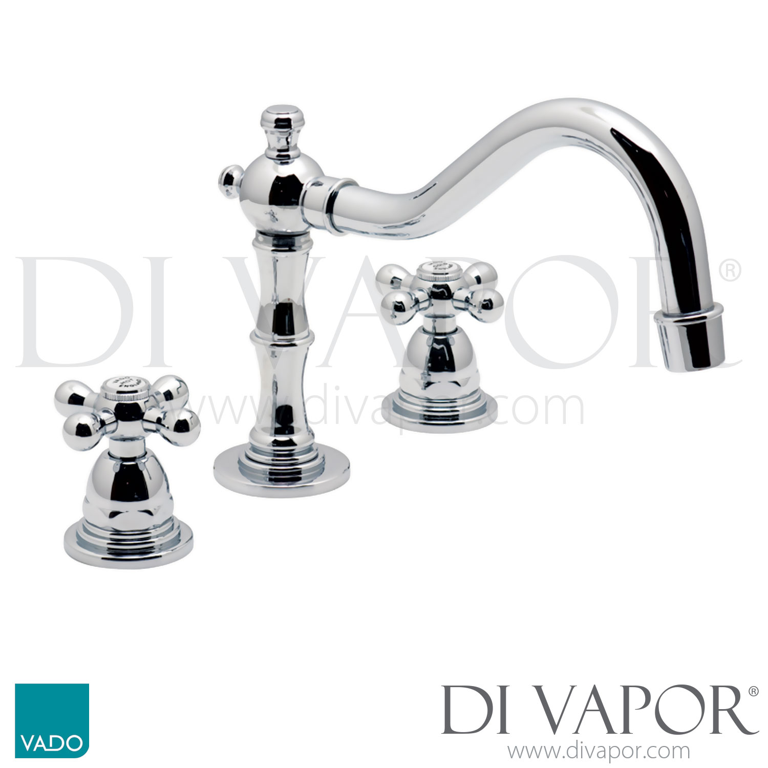 Vado Vic 101 Cd C P Victoriana 3 Hole Basin Tap Mixer Deck Mounted Without Pop Up Waste Spare Parts