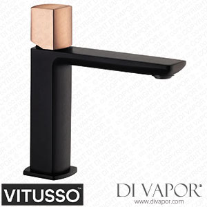 Vitusso VITFERENTINORGHAND Ferentino Basin Mixer Tap Matt Black with Rose Gold Spare Parts