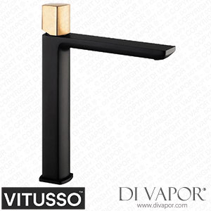 Vitusso VITFERENTINOTBRSHND Ferentino Tall Basin Mixer Tap Matt Black with Brass Spare Parts