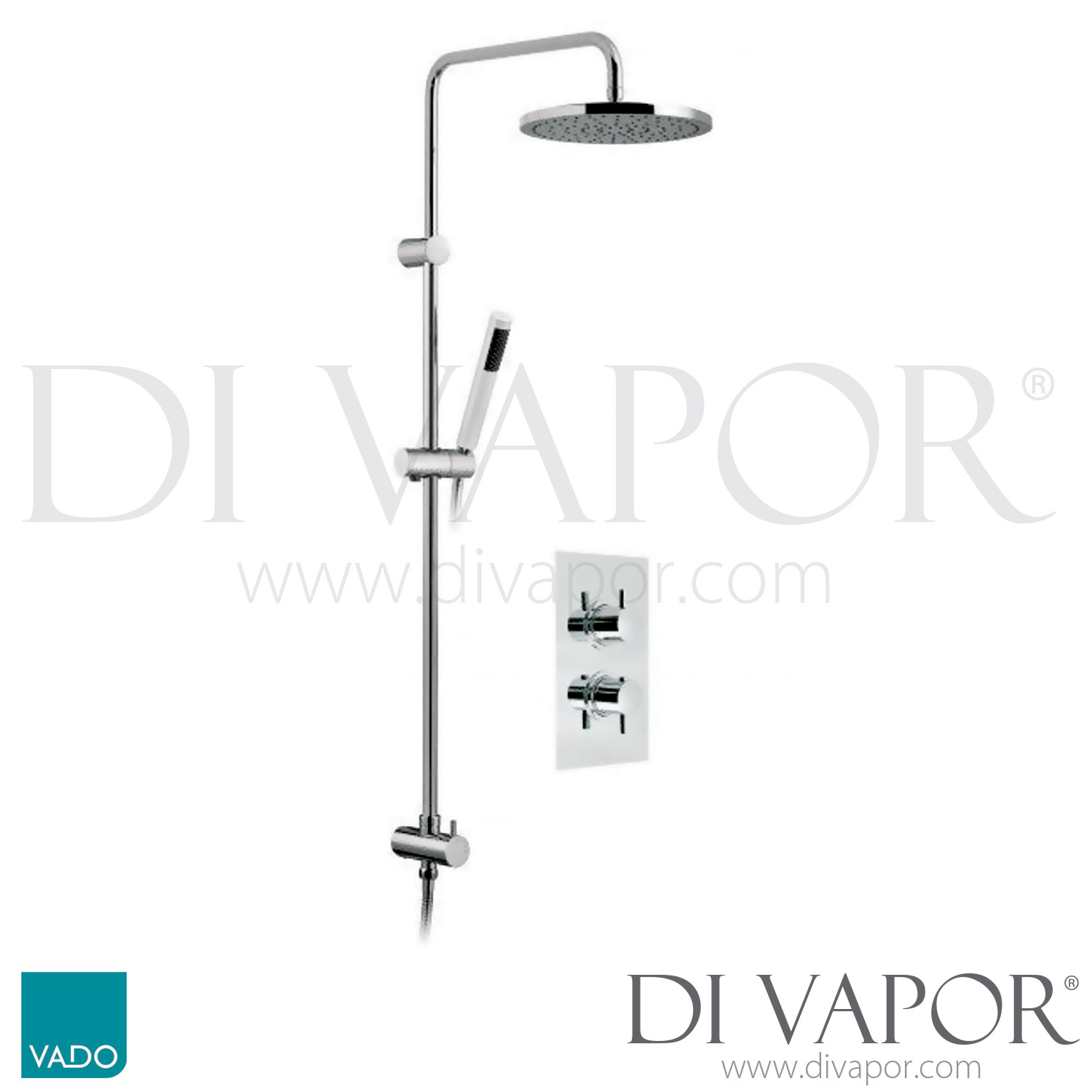 VADO WG-CELBOXSQ/RRK-C/P Celsius Square Concealed Thermostatic Shower ...