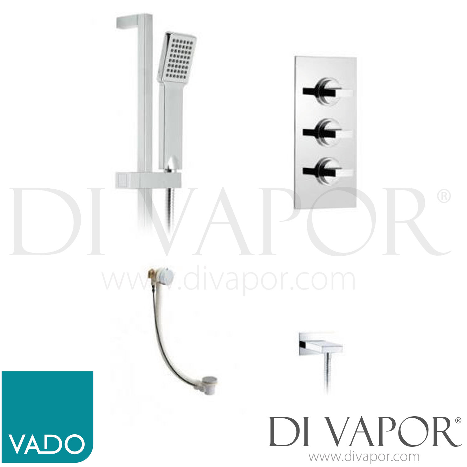 VADO WG-NOTBOX128/41/V-C/P Notion Concealed 3 Outlet Thermostatic ...