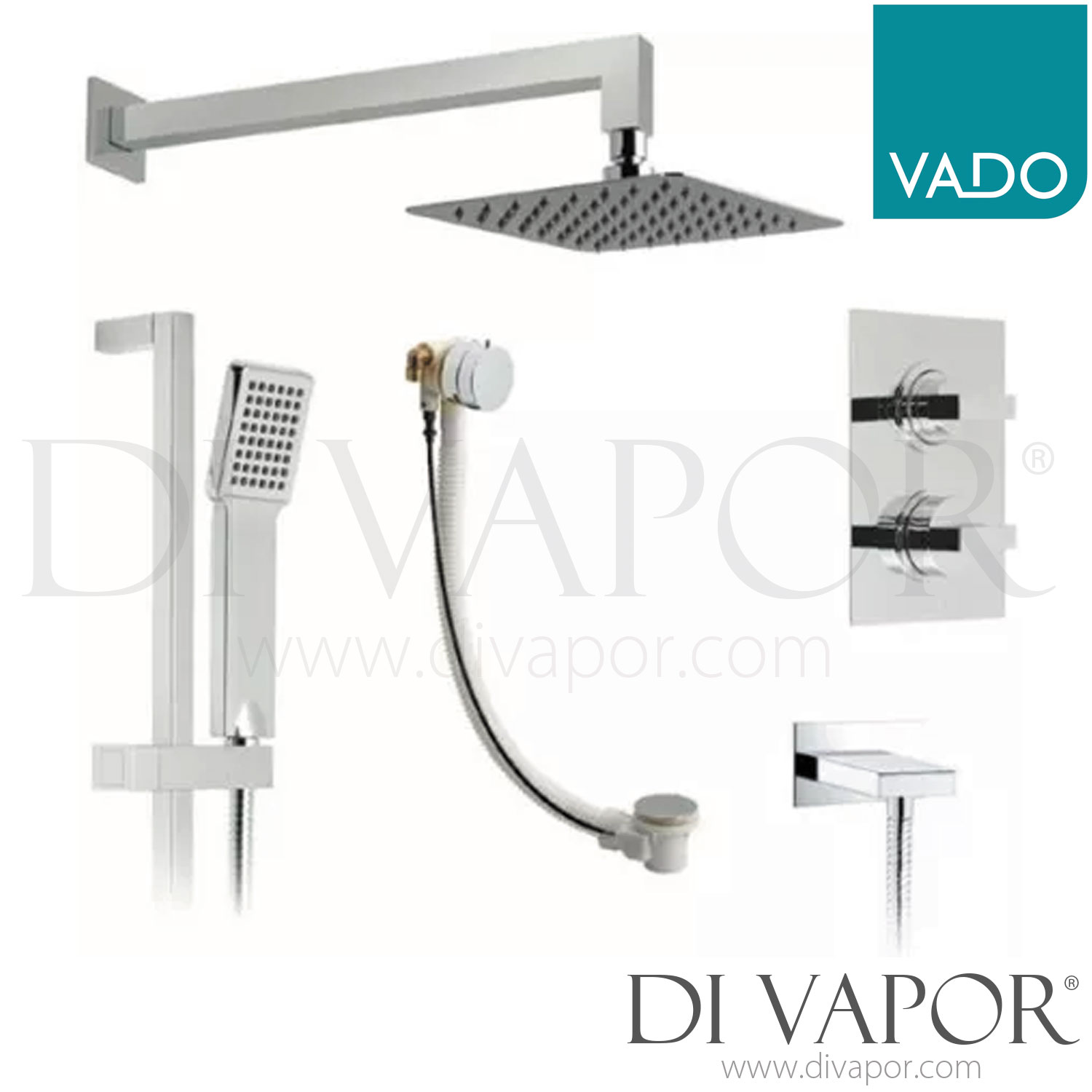 VADO WG-NOTBOX/3-C/P Notion Concealed 3 Outlet 2 Handle Thermostatic ...