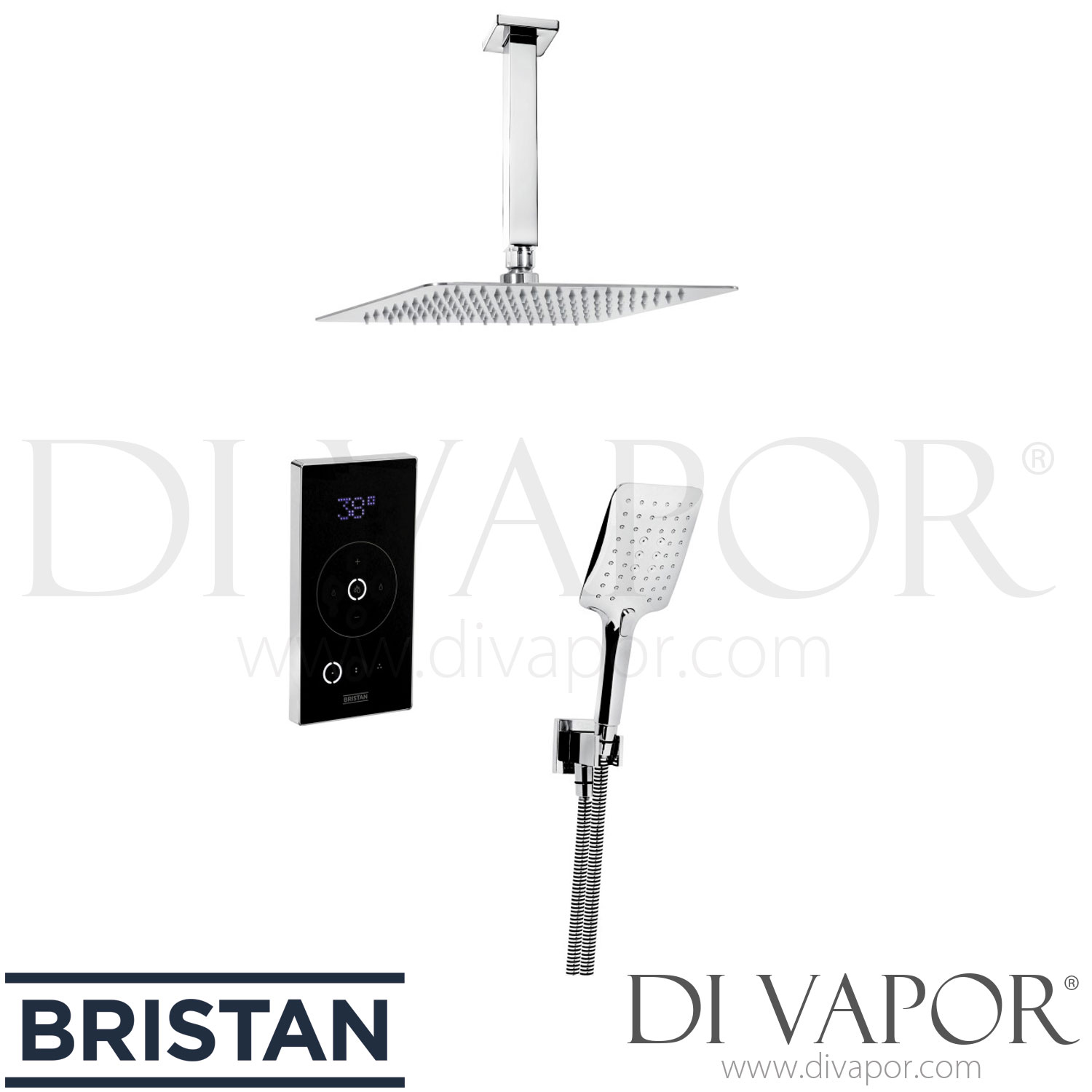 Bristan WVP CFHH BC Wave Digital Mixer Shower Valve and Fixed Head and Handset Spare Parts