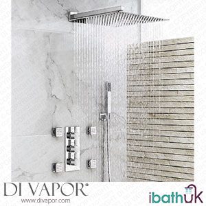 iBathUK Concealed Thermostatic Shower Mixer 3 Way Valve Chrome Square KIt 400mm Head Spare Parts