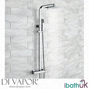 iBathUK Square Thermostatic Bar Mixer Shower Set Chrome Valve 7 Head + Handset Spare Parts