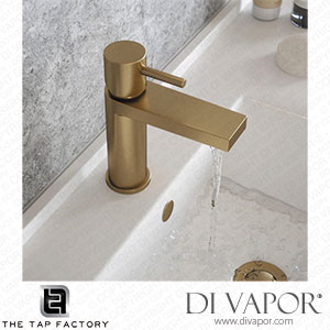 The Tap Factory Vibrance Brushed Brass Mono Basin Mixer and Basin Waste - 6 Handle Colours Available tf-vibrance-brass-basin-tap-pv Spare Parts