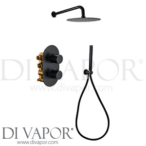 Vellamo Matt Black Twist Shower Package with 2 Outlet Shower Valve Spare Parts