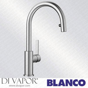 Blanco 523 121 Candor-S Steel Kitchen Sink Tap with A Pull-Out Spout Steel-523121 Brushed Stainless Steel Hochdruck Spare Parts