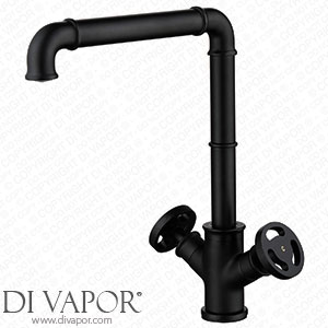 WRISCG Kitchen Sink Mixer Tap Vintage Black Industrial Cold and Hot Water Mixer Tap Spare Parts